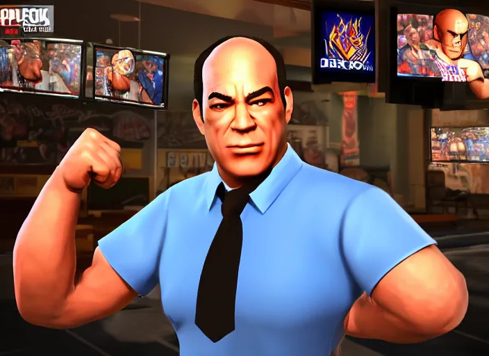 Prompt: 3 d model of jon taffer character in fighting game, stylized 3 d graphics, hdr, ultra graphics, ray tracing, 4 k image