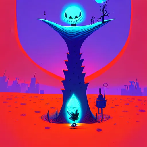 Image similar to curled perspective digital art of palestina by anton fadeev from nightmare before christmas