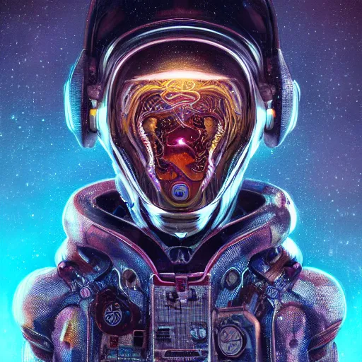 Image similar to hyperrealistic portrait of a squid monster astronaut, full body portrait, well lit, intricate abstract. cyberpunk, intricate artwork, by Tooth Wu, wlop, beeple. octane render,in the style of Jin Kagetsu, James Jean and wlop, highly detailed, sharp focus, intricate concept art, digital painting, ambient lighting, 4k, artstation