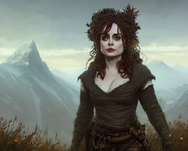 Prompt: highly detailed portrait of helena bonham carter as a bald elf, in skyrim, stephen bliss, unreal engine, fantasy art by greg rutkowski, loish, rhads, ferdinand knab, makoto shinkai and lois van baarle, ilya kuvshinov, rossdraws, tom bagshaw, global illumination, radiant light, detailed and intricate environment