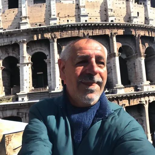 Prompt: my Italian uncle taking a selfie in Rome