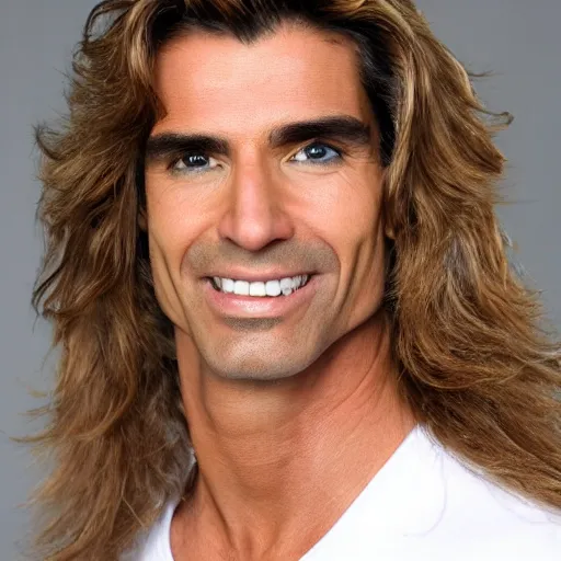 Image similar to a photo of fabio. fabio's hair is made of beans