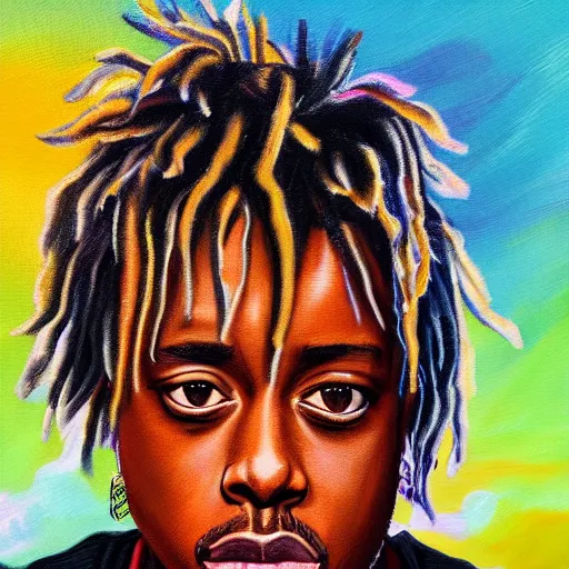 Image similar to juice wrld as a painting 4K detail