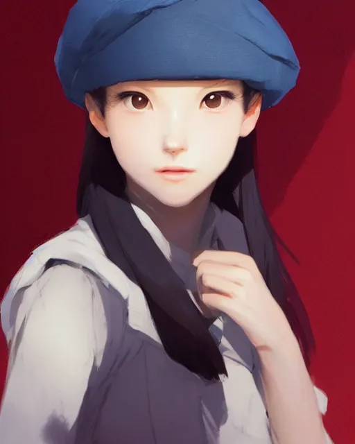 Image similar to girl with beret, sharp details, sharp focus, elegant, highly detailed, illustration, by Jordan Grimmer and greg rutkowski and PiNe(パイネ) and 薯子Imoko and 香川悠作 and wlop and maya takamura, intricate, beautiful, Trending artstation, pixiv, digital Art