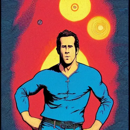 Image similar to “ ryan reynolds retro minimalist portrait by jean giraud, moebius starwatcher comic, 8 k ”