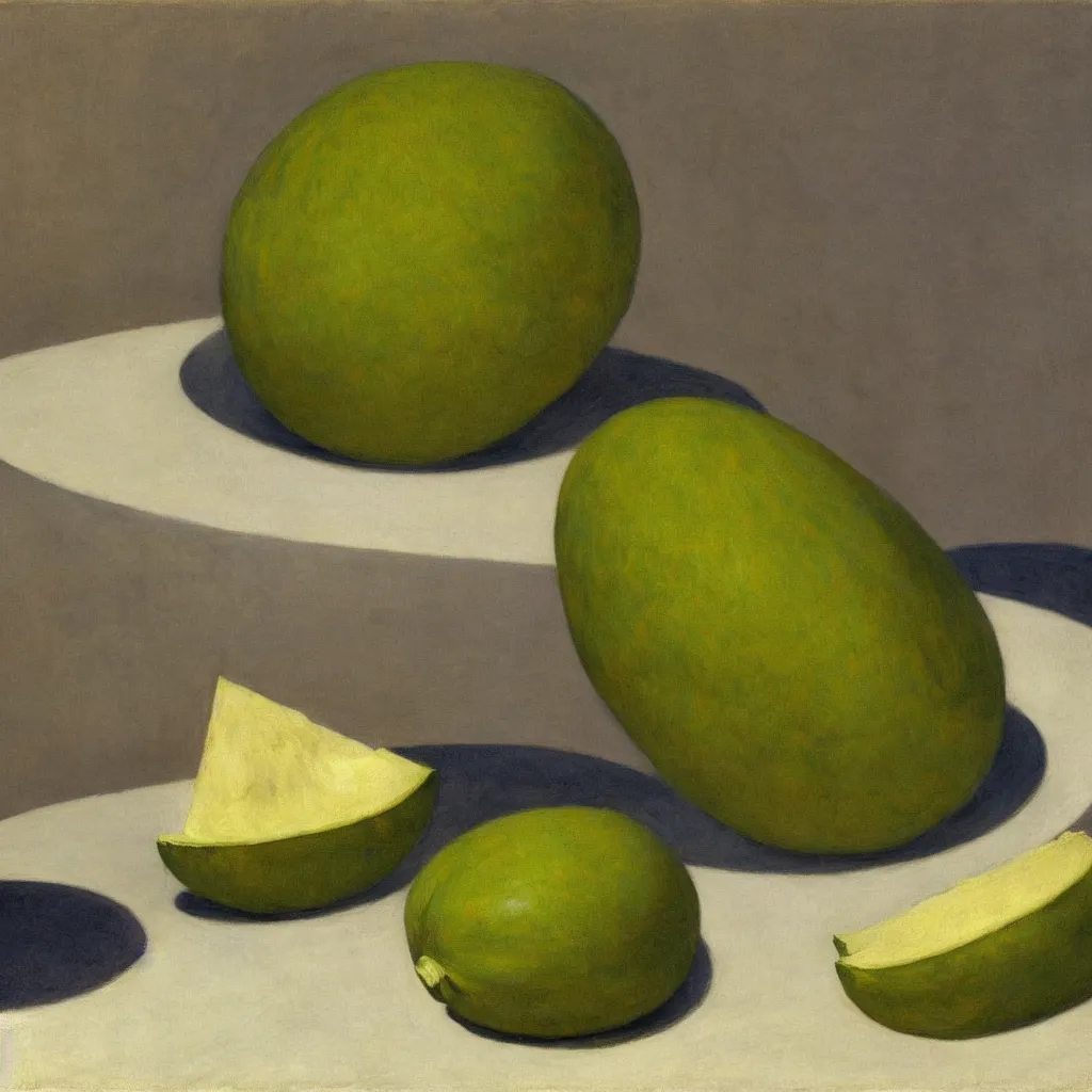 Image similar to a still life of one melon by Edward Hopper