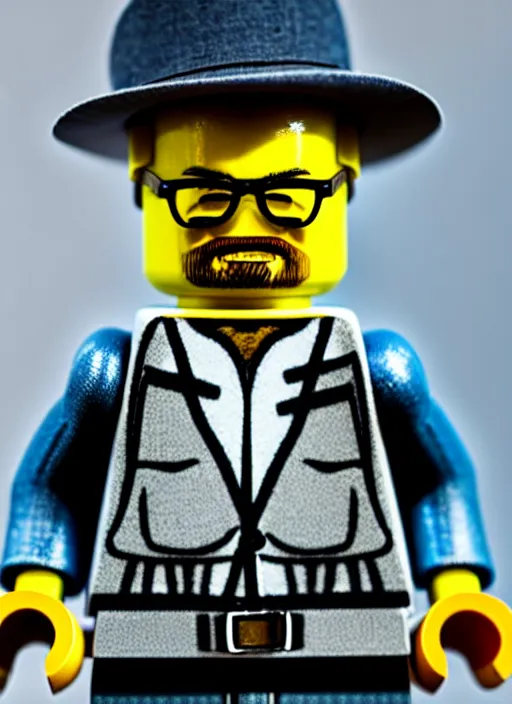 Prompt: macro photo still of lego walter white, 8 k, studio lighting, left side key light, product shot