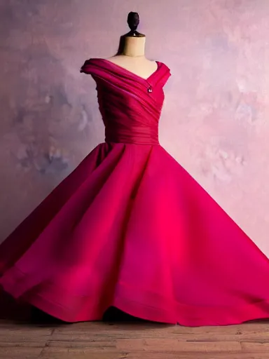Prompt: studio photograph of a beautiful dress, pink and red color scheme, vivid colors, photorealist, 4 k