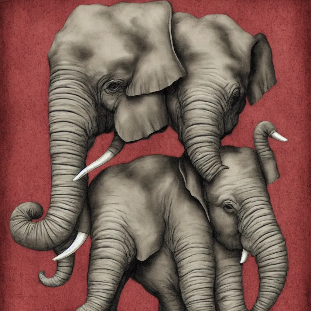 Image similar to elephant in the style of mark ryden