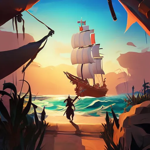 Image similar to painting jack the pirate on sea of thieves game avatar hero smooth face median photoshop filter cutout vector behance hd by jesper ejsing, by rhads, makoto shinkai and lois van baarle, ilya kuvshinov, rossdraws, illustration, art by ilya kuvshinov and gustav klimt