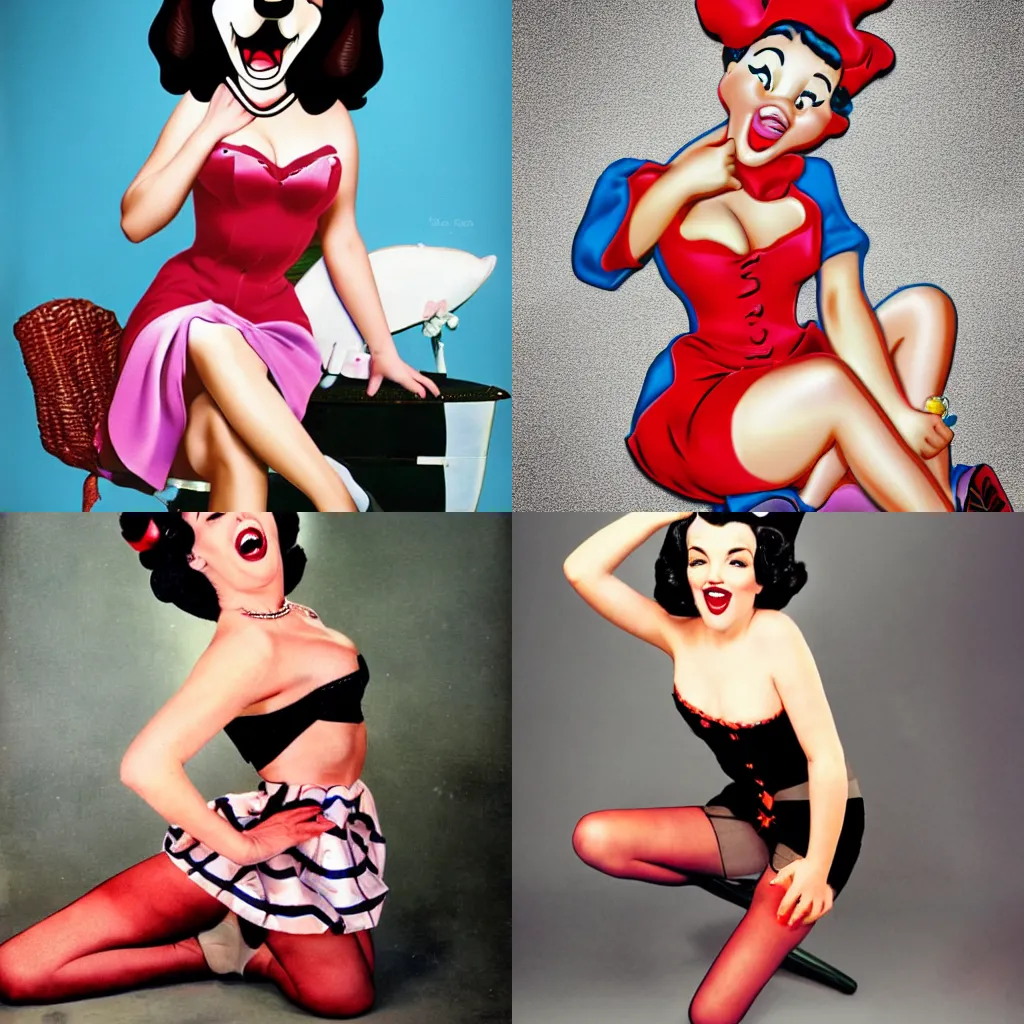 Prompt: Goofy as a pinup girl