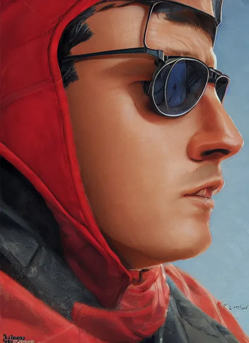 Prompt: close-up portrait of Dave Strider,, painting in the museum, highly detailed, sharp focus, digital painting, artwork by Kinkade, by Victor Adame Minguez by Yuumei by Tom Lovell by Sandro Botticelli