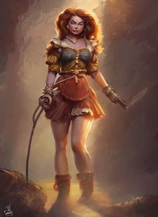 Image similar to beautiful female dorothy gale, margot robbie as dorothy, full body character concept, armor, super powers, fantasy, intricate, elegant, highly detailed, digital painting, artstation, concept art, shining, sharp focus, illustration, art by stanley lau