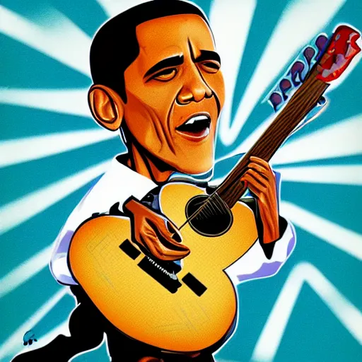 Poster Of Obama Playing The Guitar, Heavy Metal 