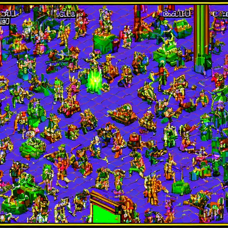 Image similar to electric void worshippers gathering in windows 9 8 game style, 1 6 bit