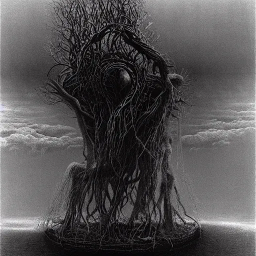 Prompt: Zdzisław Beksiński painting of the creature known as The Conklefloog