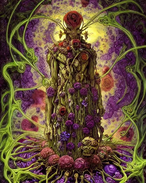 Prompt: the platonic ideal of flowers, rotting, insects and praying of cletus kasady carnage thanos dementor doctor manhattan chtulu mandelbulb mandala spirited away bioshock davinci the witcher, d & d, fantasy, ego death, decay, dmt, psilocybin, art by anders zorn and giuseppe arcimboldo