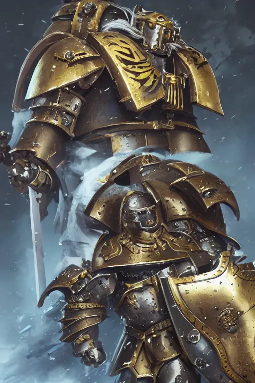 Image similar to armor portrait heros warhammer 4 0 k horus heresy fanart - the primarchs emperor by johannes helgeson animated with vfx concept artist & illustrator global illumination ray tracing hdr fanart arstation zbrush central hardmesh 8 k octane renderer comics stylized