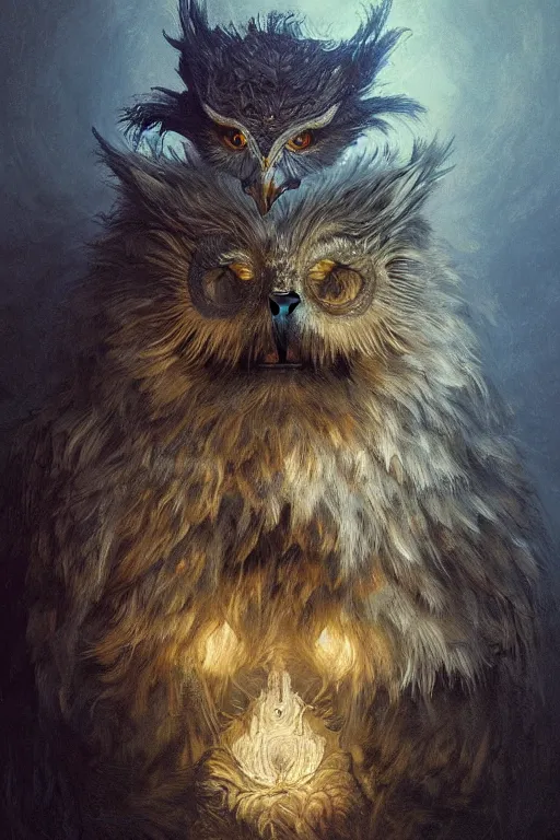 Prompt: owlbear , physically accurate, moody dynamic lighting, very very intricate, very very elegant, highly detailed, digital painting, artstation, HR GIGER, Hieronymus Bosch, Francis Bacon, concept art, smooth, very beautiful, sharp focus, illustration, art by artgerm and greg rutkowski and alphonse mucha