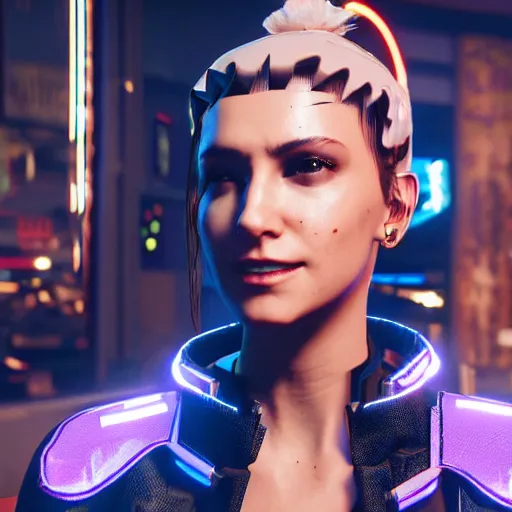 Image similar to V from Cyberpunk 2077 wearing spiked collar