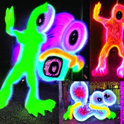 Image similar to crazy glowing monster, colourful