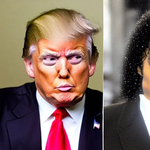 Prompt: donald trump licking face of michael jackson