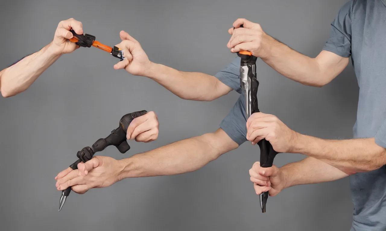 Image similar to hand stretched upright holding a screwdriver in revolutionary pose