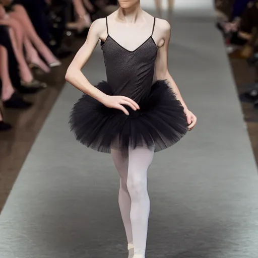 Prompt: louis vuitton ballerina, symmetrical face, tutu, pointe shoes