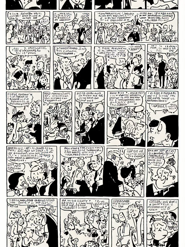 Image similar to Tin Tin original page by Hergé: Tin Tin gets married