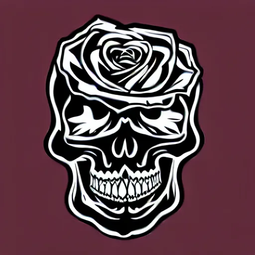 Image similar to rose n skull tattoo vector art