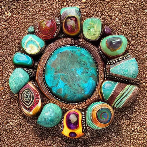 Image similar to gemstone forest, tribal art