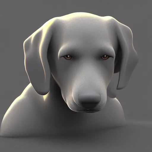 Prompt: 3D render of a dog with a human face