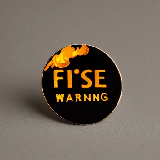 Image similar to a photo of a retro 5 0 s minimalistic clean fire warning enamel pin, studio lighting, behance