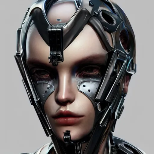 Prompt: a mechanized version of a beautiful woman, facial piercings, very symmetrical, highly detailed, by vitaly bulgarov, by joss nizzi, by ben procter, by steve jung, concept art, quintessa, metal gear solid, transformers cinematic universe, concept art world, pinterest, artstation, unreal engine