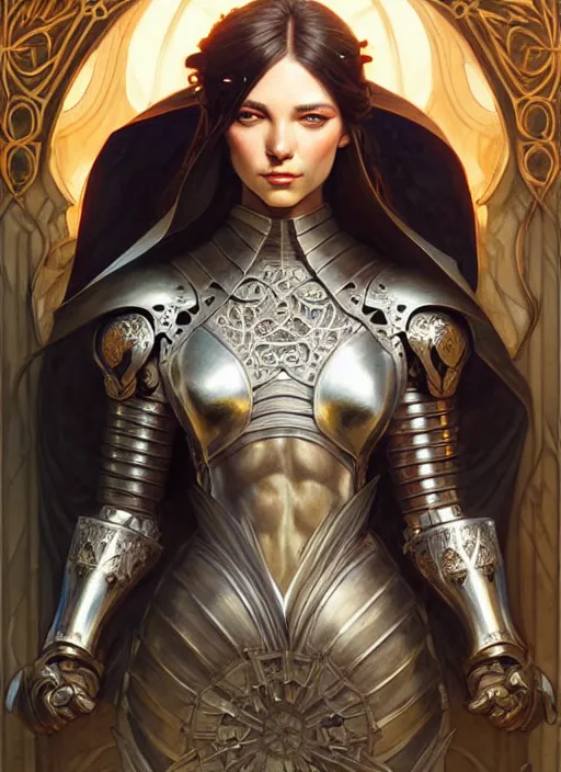 Image similar to Muscular and powerful medieval knight portrait, art nouveau, fantasy, intricate flower designs, elegant, highly detailed, sharp focus, art by Artgerm and Greg Rutkowski and WLOP