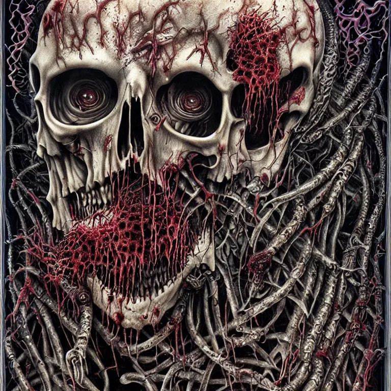 Prompt: death metal album cover. biopunk. zombies, walking dead, gutted corpses, worms, maggots. herman nitsch, giger. airbrush, high detail.