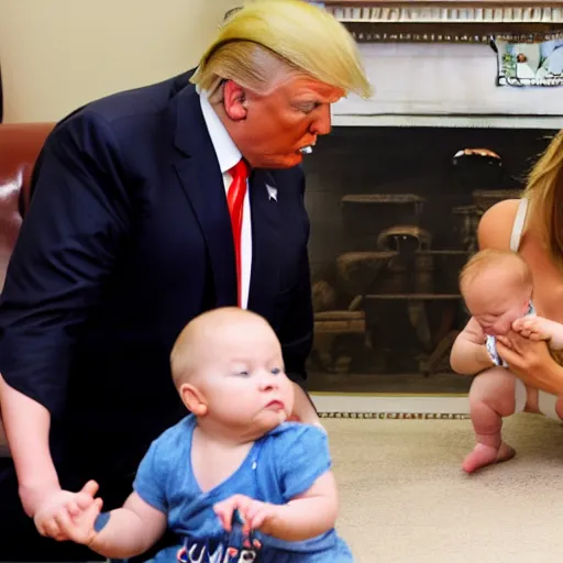 Image similar to Donald Trump slapping a baby