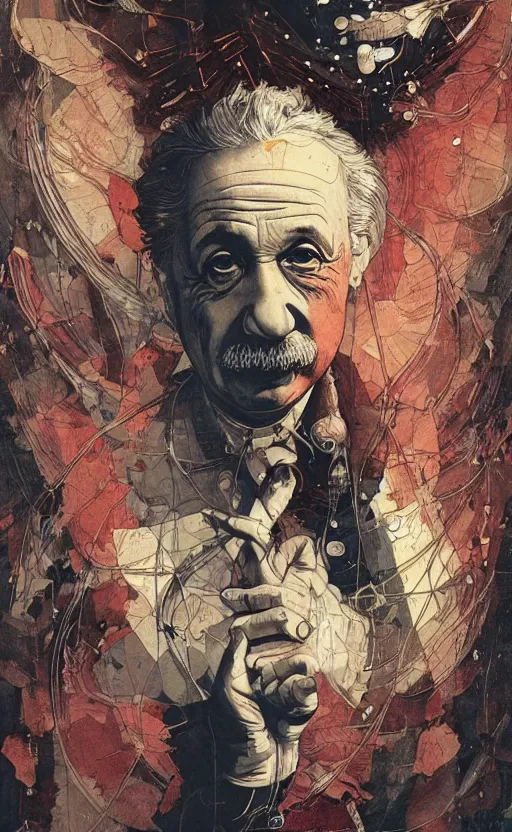 Image similar to einstein, eun emerging from renaissance italy into a cyberpunk mutiversal realm by conrad roset, nicola samuri, dino valls, m. w. kaluta, jakub rebelka, rule of thirds, seductive look, beautiful