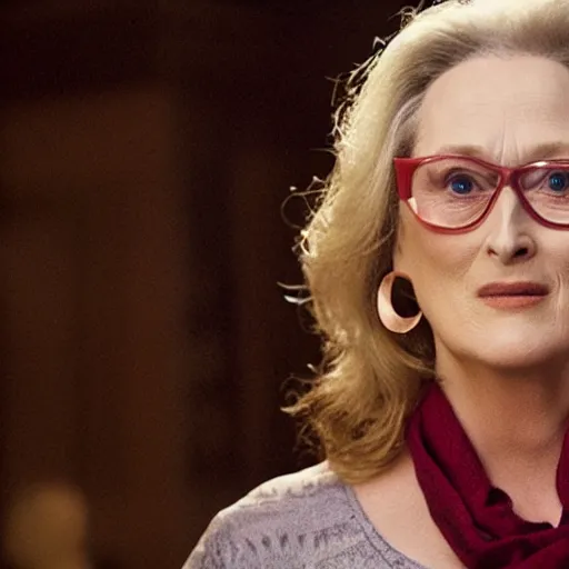 Prompt: movie still of meryl streep in she-devil