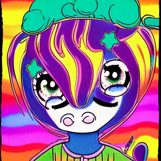 Prompt: a cute adorable dumpster fire, by junji ito and lisa frank