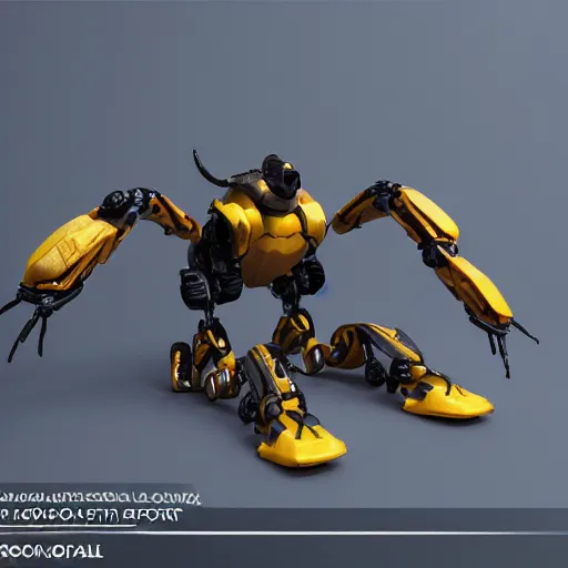 Image similar to hard surface, robotic platform, based on bumblebee, 6 claws, unreal engine