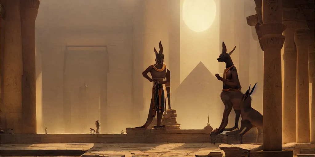 Prompt: anubis in egypt temple, sharp focus, wide shot, trending on artstation, masterpiece by greg rutkowski by ross tran by fenghua zho