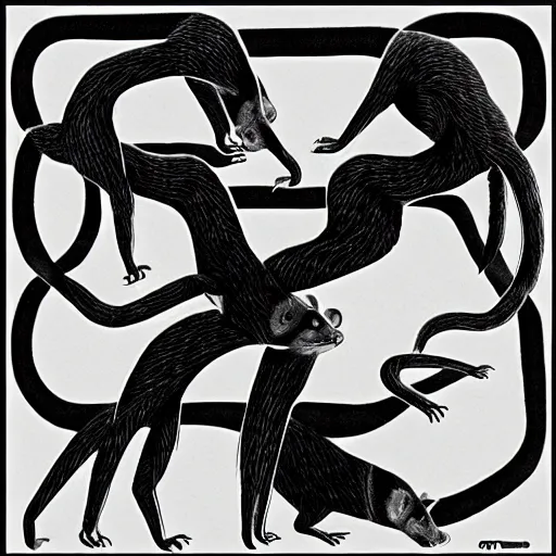 Image similar to possum, escher style