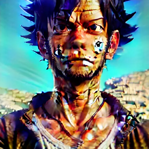 Image similar to highly detailed portrait luffy in gta v, stephen bliss, unreal engine, fantasy art by greg rutkowski, loish, rhads, ferdinand knab, makoto shinkai and lois van baarle, ilya kuvshinov, rossdraws, tom bagshaw, global illumination, radiant light, detailed and intricate environment