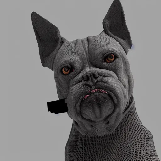 Prompt: 3D render of a dog with a human face