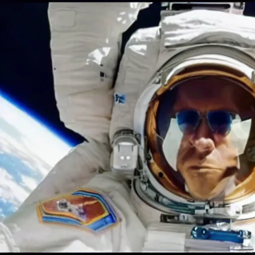 Image similar to A full-length llama in an astronaut helmet is flying in space, 4k super detail