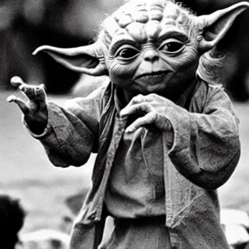 Image similar to yoda performing at woodstock