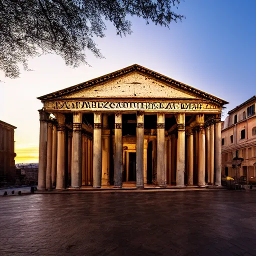 Prompt: a photo of the Pantheon at dawn, HD, 8k