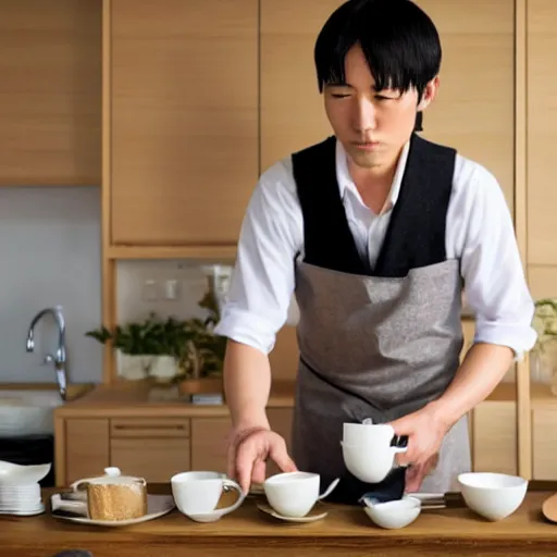 Image similar to handsome japanese man making tea