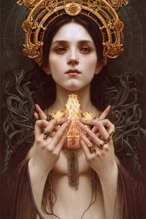 Prompt: a portrait of the bone goddess, intricate, gothic, highly detailed, digital painting, crown of skulls, artstation, smooth, sharp focus, illustration, art by artgerm and greg rutkowski and alphonse mucha and william - adolphe bouguereau